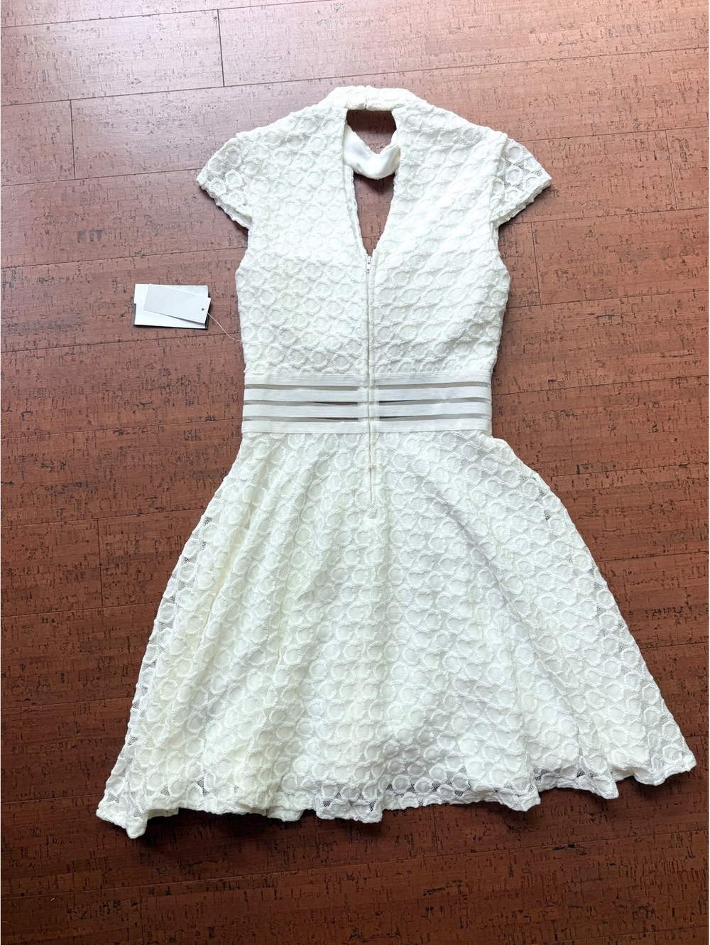 Jodi Kristopher Ivory Lace Cutout Fit & Flare Dress Size 1 (US XS) NWT